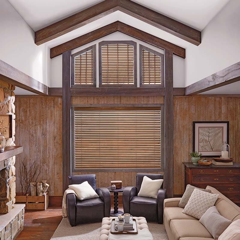 Parkland® wood blinds in a living room