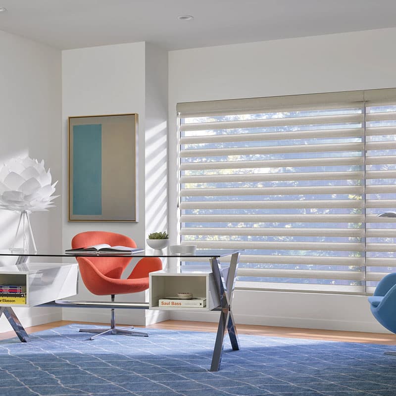 Pirouette® shades with floating fabric vanes
