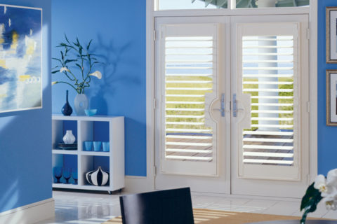 Blue Room with White Shutters