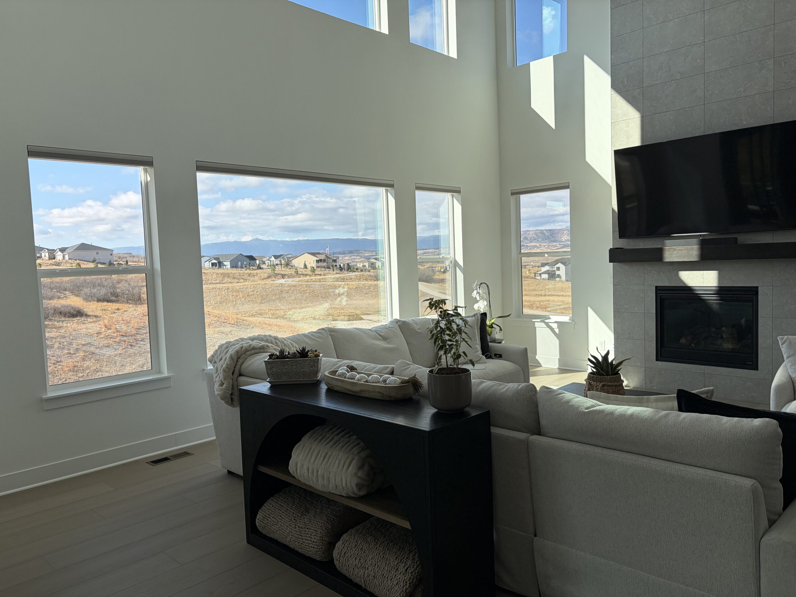 Hunter Douglas Duette Honeycomb Shades rear windows open space view Castle Rock