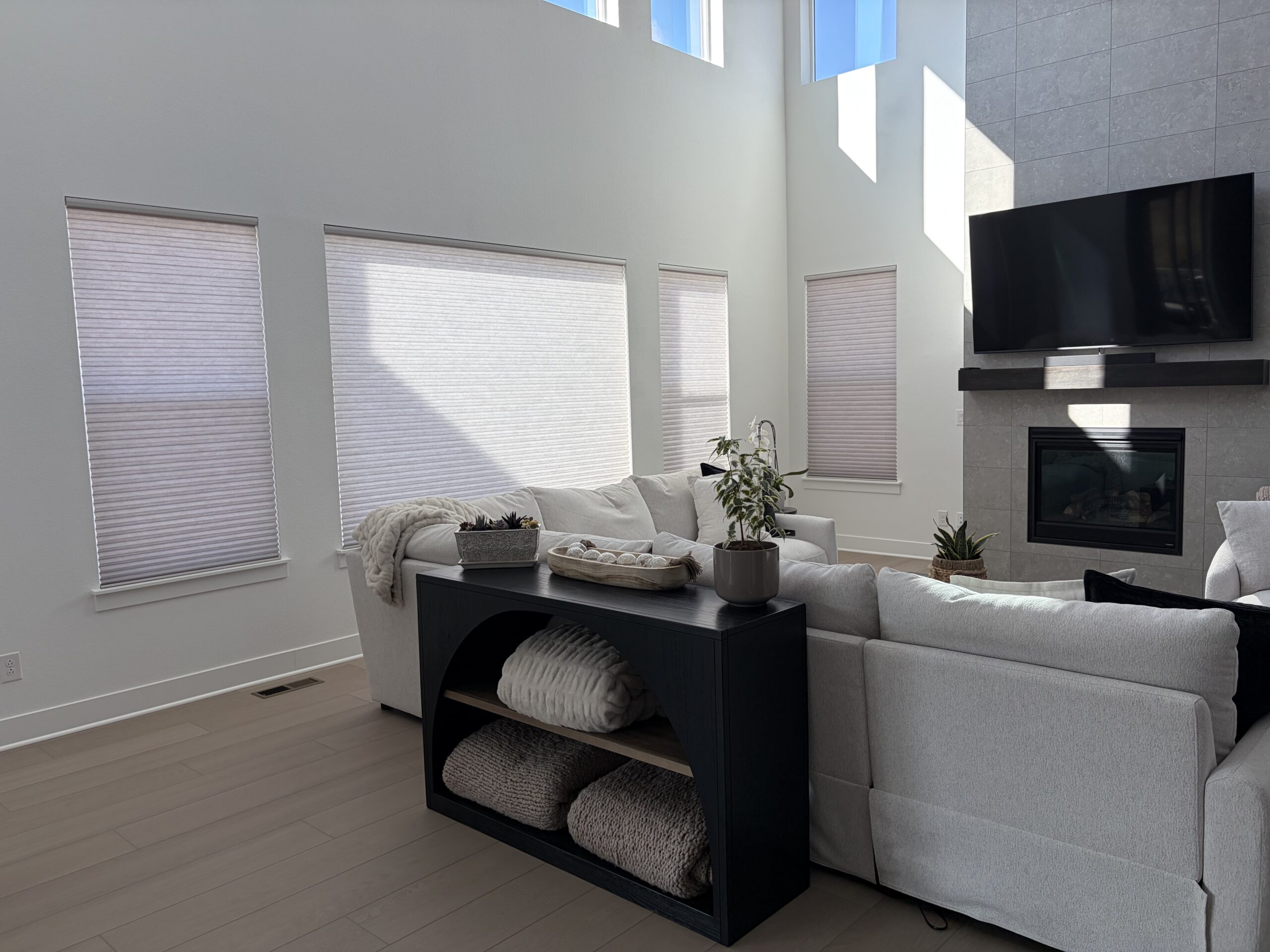 Hunter Douglas window treatments new build home Montaine Castle Rock CO